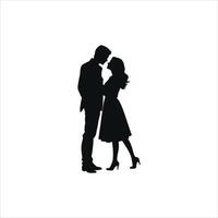 Stylized Valentine Silhouette Romantic Couple in Profile vector