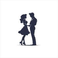 Elegant Valentine Silhouette with a Symbol of Love and Connection in Black and White vector