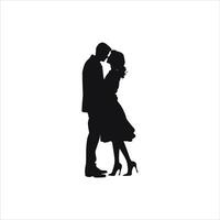 Romantic Black and White Art Couple Silhouette Design vector