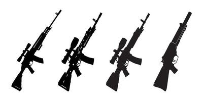 rifle silhouette set template. design on a white background vector