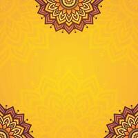 Elegant Warm Mandala Pattern in Corners With Intricate Floral Style on a Vibrant Yellow Square Background vector