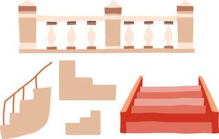 New Year's steps at home, A set of elements of street and park, steps and stairs vector