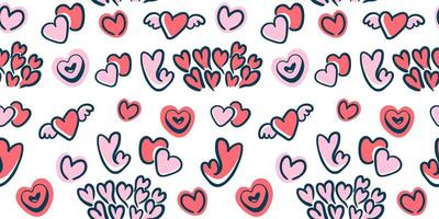 seamless pattern with pink and red hearts shapes. vector