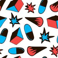 seamless pattern with pills and other elements vector