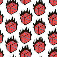 seamless pattern with dice on fire vector