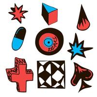 small abstract hand drawn elements set vector