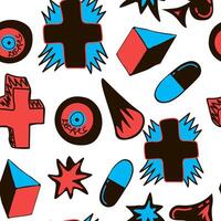 seamless pattern with elements in hand drawing style vector