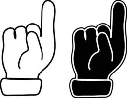 Simple Black and White Hand Pointing Up Icon Set on white background vector