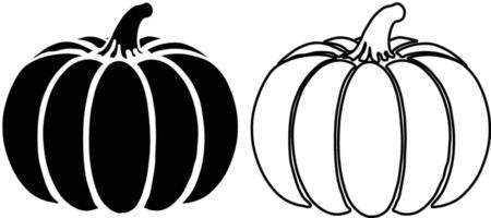 Pumpkin - squash for Halloween or Thanksgiving flat color icon for apps and websites vector