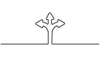 road direction sign arrow continuous one line drawing vector