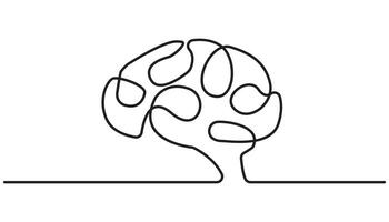 human brain continuous one line drawing simple out line design vector