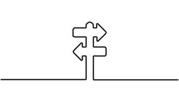 road direction sign arrow continuous one line drawing art sign or symbol vector