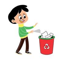 Man throw garbage in the trash vector