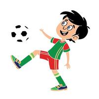 A boy playing football vector