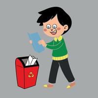 Good man throw garbage in the trash vector