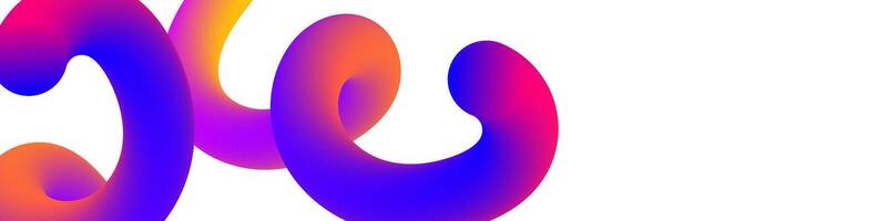 Gradient colorful motion twisted liquid line shapes on white background. 3D effect fluid flow wave. Modern abstract backdrop vector