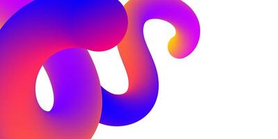 Gradient colorful motion twisted liquid line shapes on white background. 3D effect fluid flow wave. vector