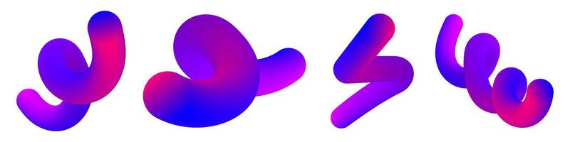 Set of abstract fluid curve in different shape. Gradient blend line icons. Creative design elements. illustration isolated on white background. vector