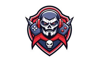 a skull with a controller in its hand vector