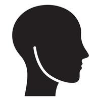a silhouette of a man's head with a curved line vector