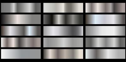 A set of silver metallic gradients. Metallic gradient effects. vector
