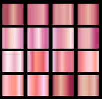 A set of pink shiny metallic gradients. Metallic gradient effects for the design of texts and bulletin boards, infographics. Metallic flag. vector