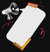 Black Friday sale banner with glitter gold frame, speech bubble and loudspeaker. Retro pop art style with halftone elements and doodle stickers. vector