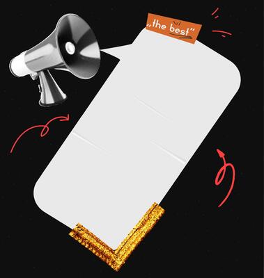 Black Friday sale banner with glitter gold frame, speech bubble and loudspeaker. Retro pop art style with halftone elements and doodle stickers.