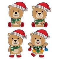 cute bear celebrate christmas element vector