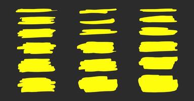 set of highlighter marker strokes on dark background vector