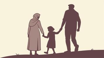 Silhouette of a Family Walking Hand-in-Hand vector
