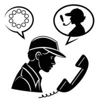 A man talking on the phone with a phone vector
