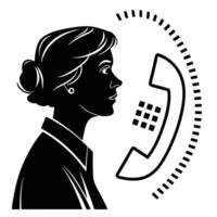 Silhouette of a woman talking on the phone vector