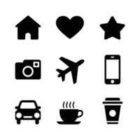 Simple ui flat Icon Set, silhouette on white background. vector
