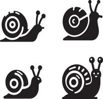 set of snail icons vector