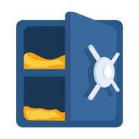Safe with open door and gold bars inside at a digital bank vector