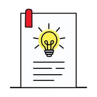 Creative idea generation process on a project with light bulb illustration and notes vector