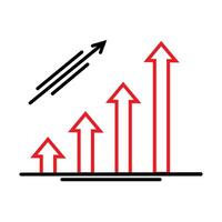 Growth chart illustrating an upward trend with arrows pointing to higher values vector