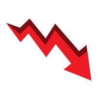 Red downward arrow indicating decline in trends or performance metrics across data visuals vector