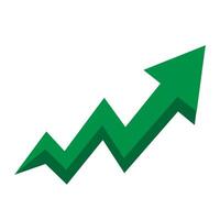 Green upward arrow symbol indicating growth and positive trends in business and finance vector