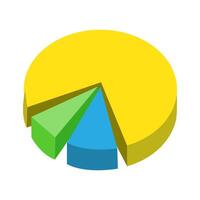 Visual representation of data using a colorful pie chart illustrating percentages of categories vector
