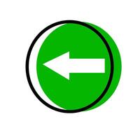 Green circular arrow pointing left indicating direction for navigation vector