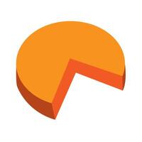 Bright orange pie chart section showcases data representation for visual analysis vector