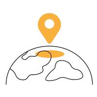 Modern illustration depicting a location pin on a simplified globe design vector