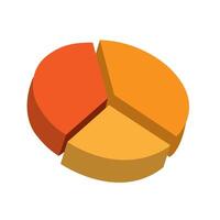 3D pie chart illustrating data segments in orange and red colors for clear visualization vector