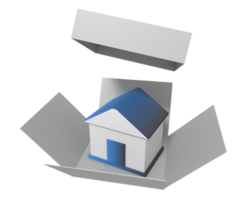 3D Model of House in Open Box png