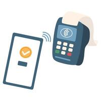 POS Terminal with NFC Technology for Money Transfer vector