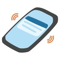 smartphone with payment card and wireless signal. Symbol of NFC mobile pay transaction vector