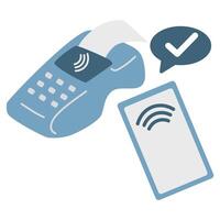 Payment Concept Phone and Credit Card close to POS Terminal with NFC Technology vector