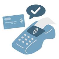 NFC technology for contactless payment. Pos terminal with approved payment vector